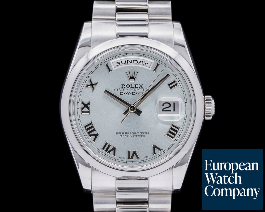 Image of Rolex President 118206 Platinum Glacier Roman Dial