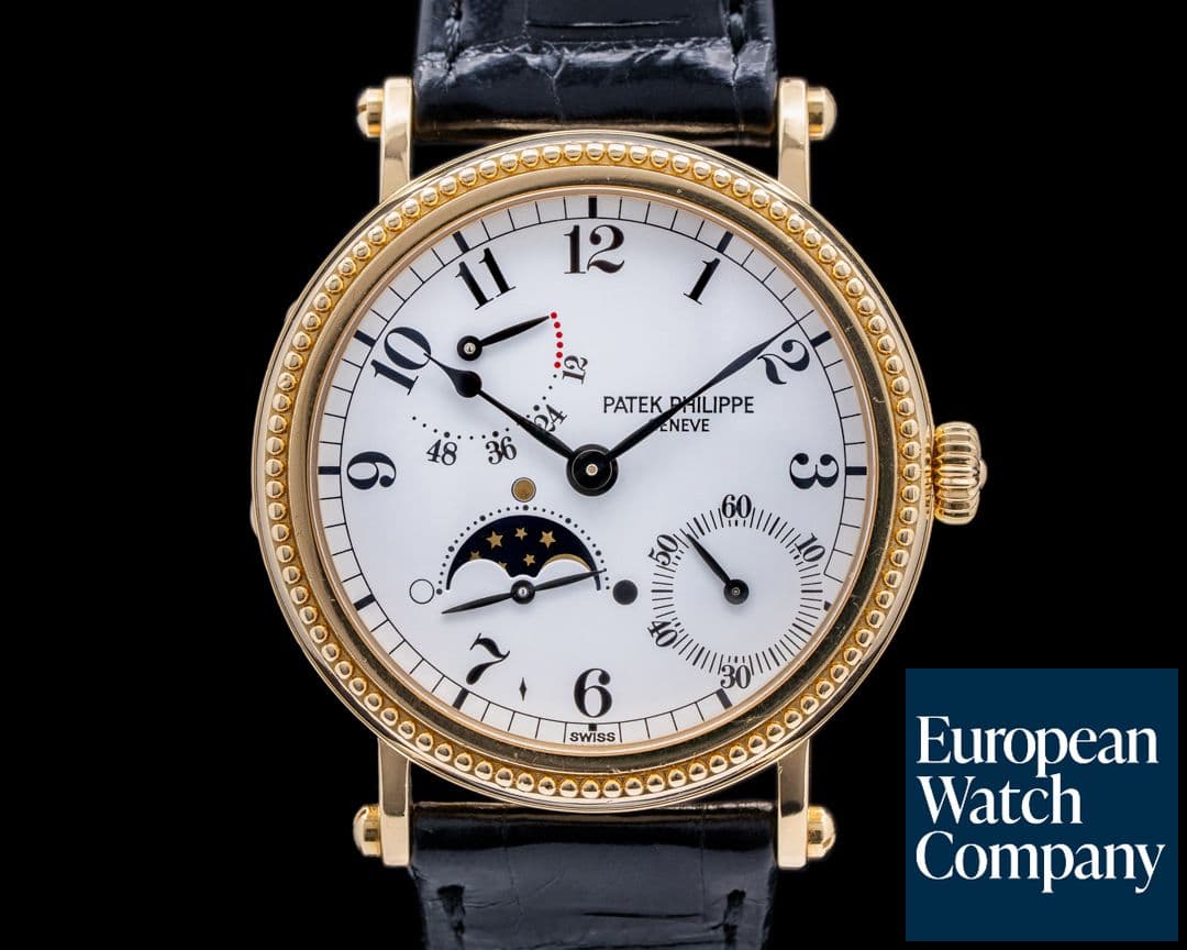 Image of Patek Philippe Moonphase 5015J Power Reserve 18k Yellow Gold Hobnail Bezel 