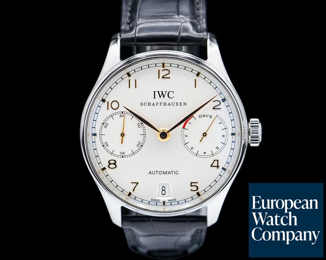 Image of IWC Portuguese 7 Day Automatic SS Silver Dial Rose Numerals