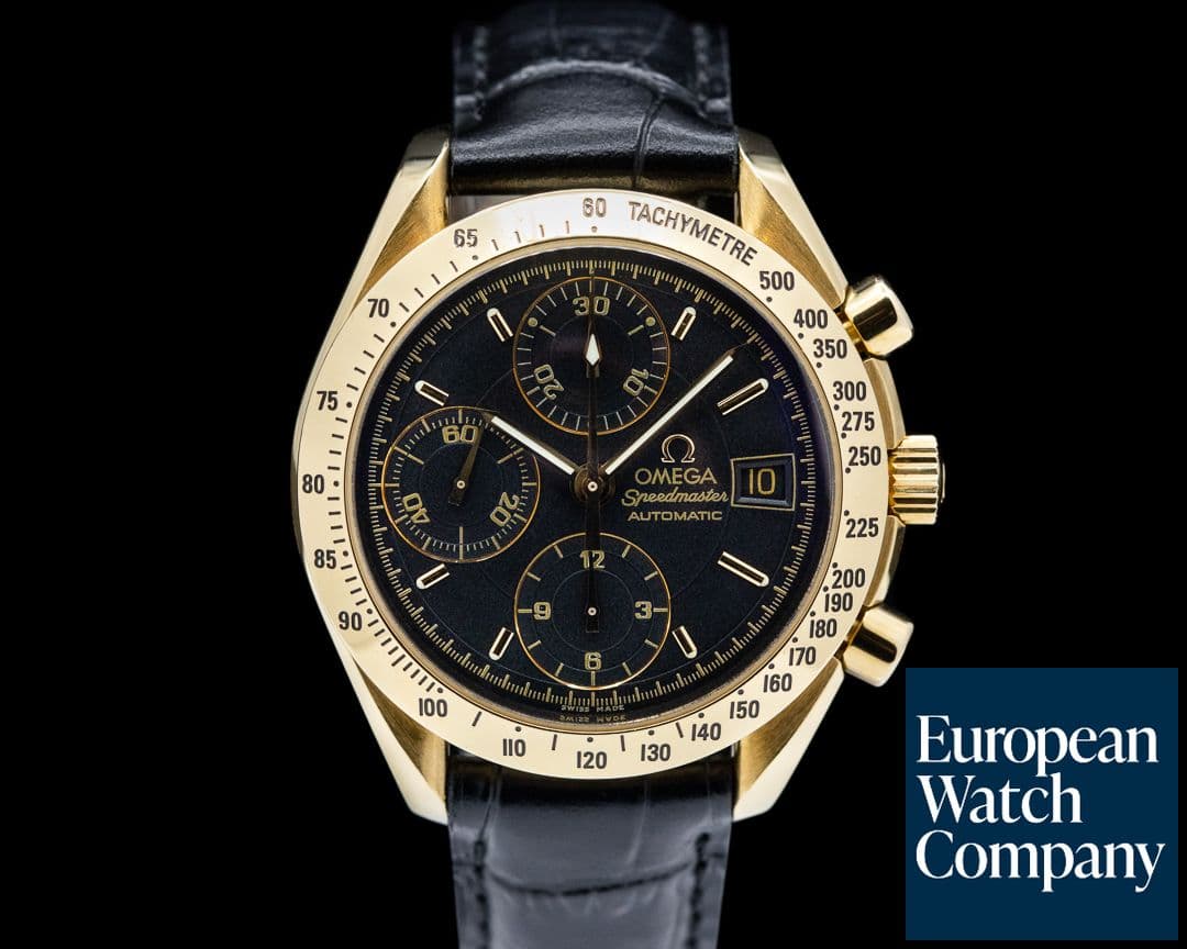 Image of Omega Speedmaster Chrono Black Dial YG/Strap