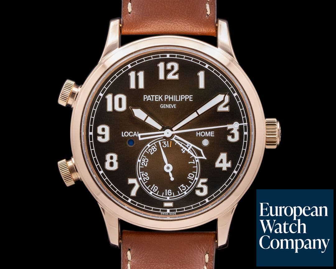 Image of Patek Philippe Calatrava 5524R Pilot Travel Time 18k Rose Gold