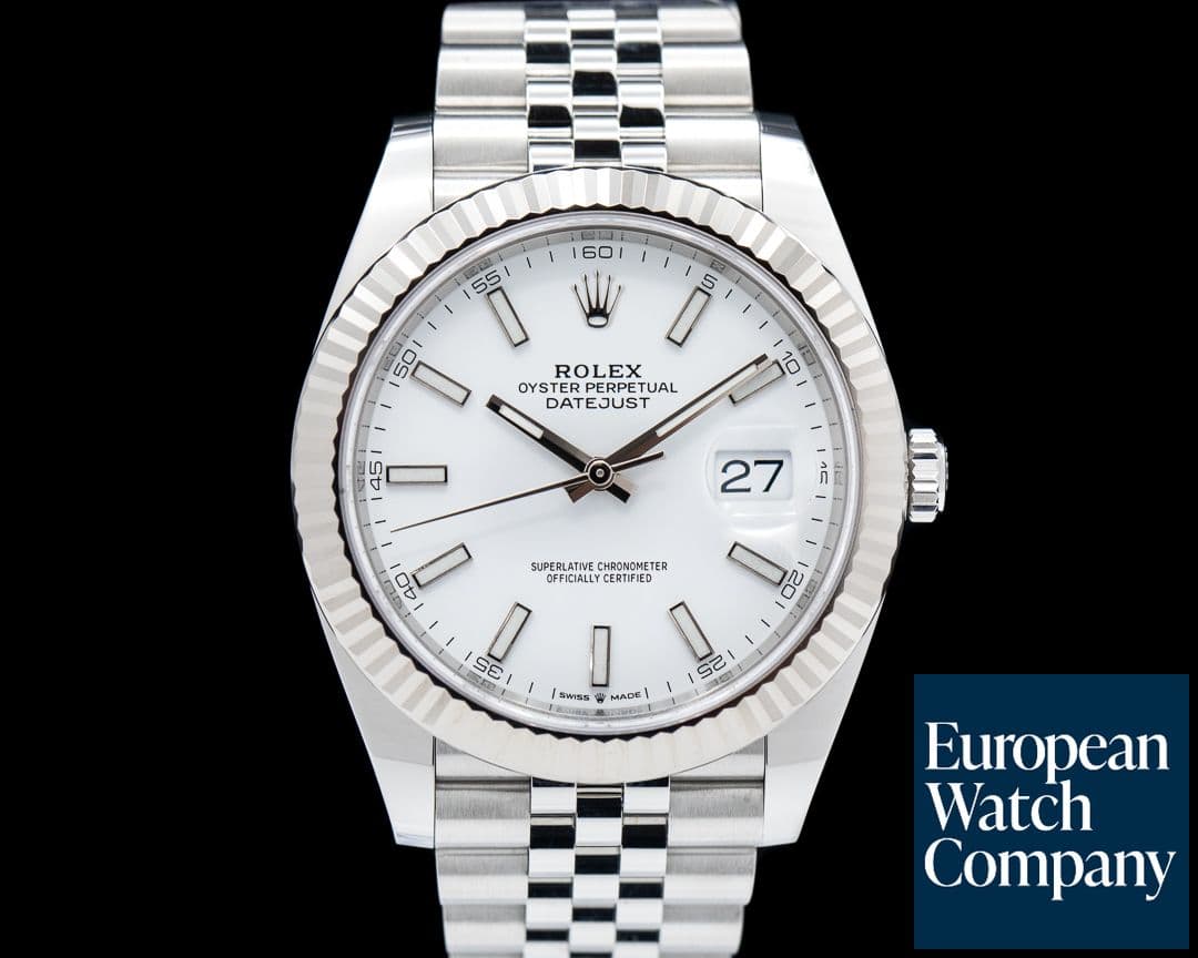 Image of Rolex Datejust 41 White Stick Dial SS Jubilee