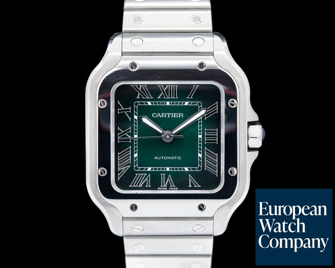 Image of Cartier Santos Green Dial Medium SS Automatic
