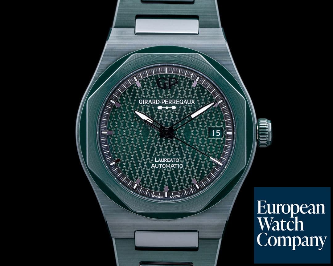 Image of Girard Perregaux Laureato 38MM Green Ceramic Aston Martin Edition