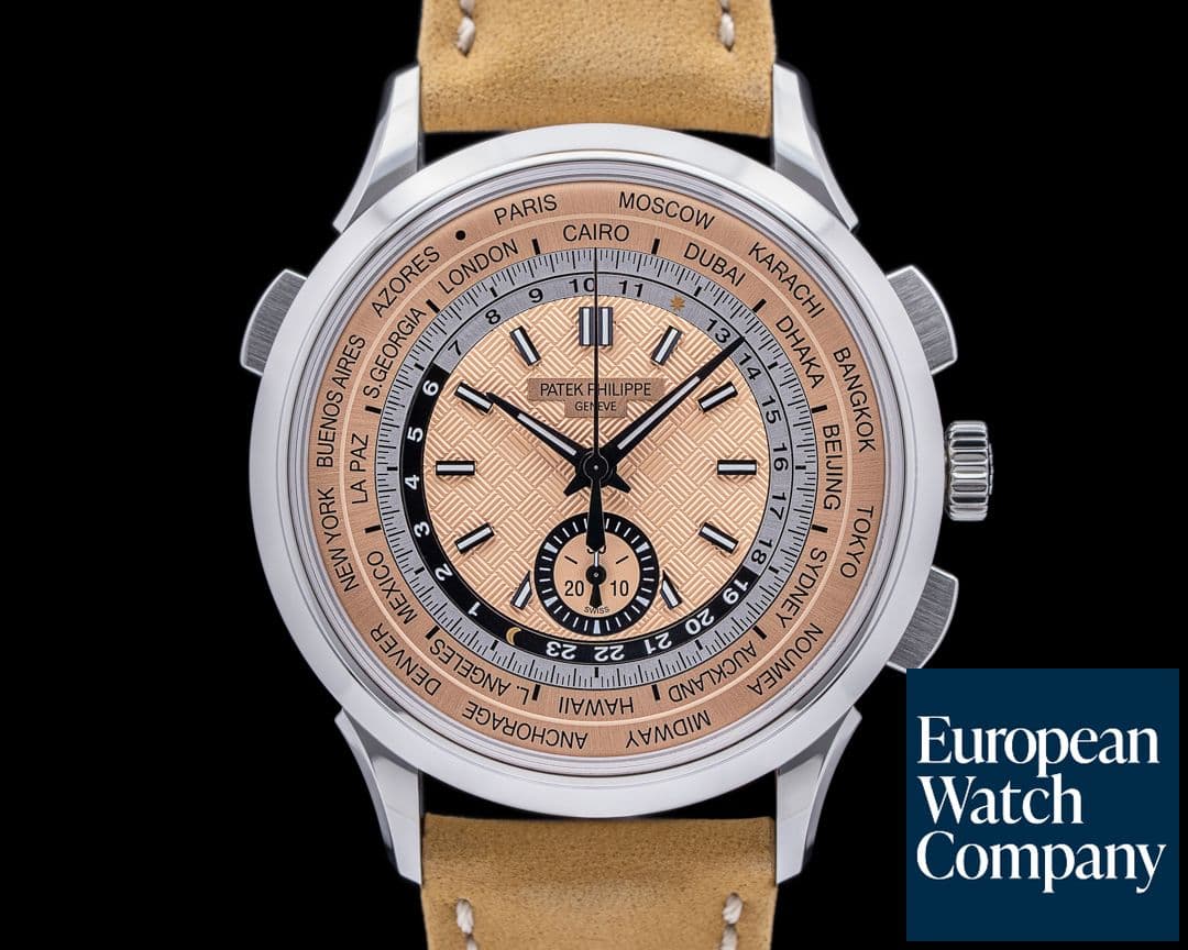 Image of Patek Philippe World Time 5935A Chronograph SS Salmon Dial UNWORN