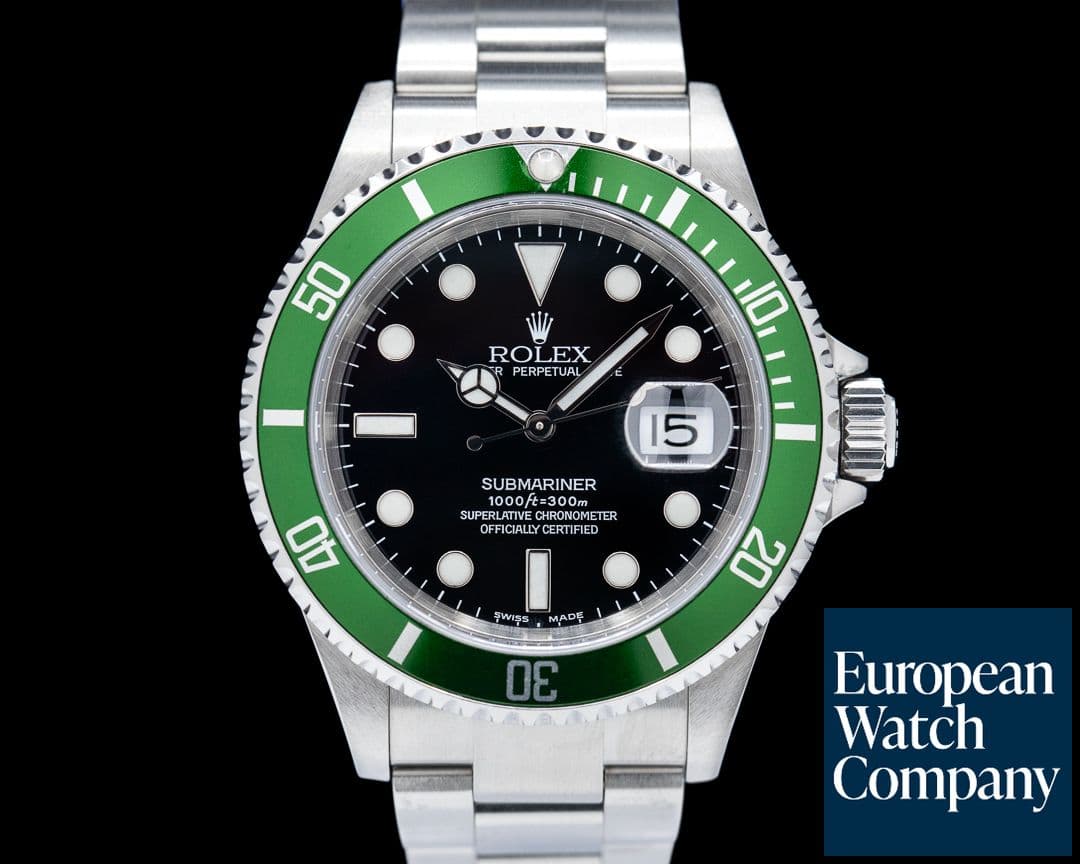 Image of Rolex Submariner 50th Anniversary Kermit "Flat 4" SS Green Bezel