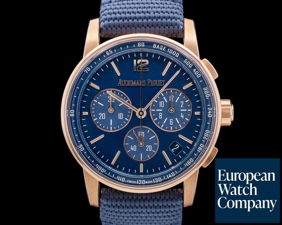 Image of Audemars Piguet Code 11:59 Chronograph 18k Rose Gold / Blue Dial Deployant Buckle