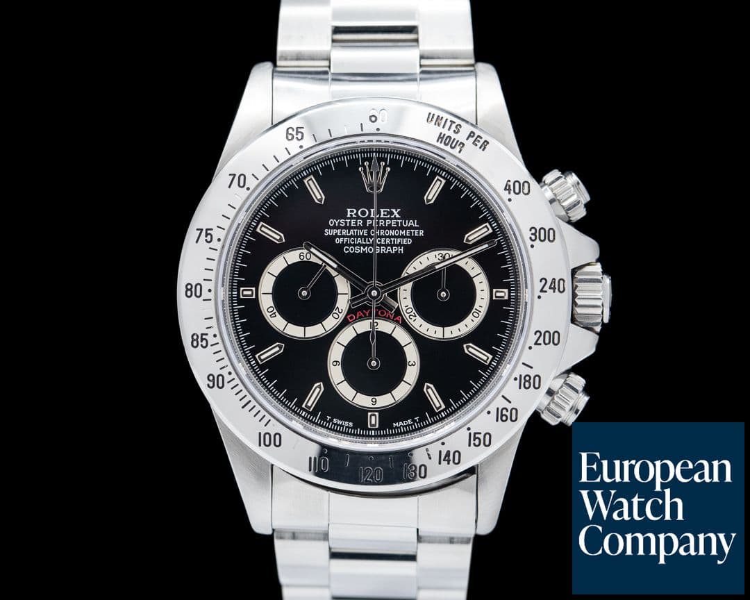Image of Rolex Daytona 16520 "Zenith" 1993 Black Dial inverted 6 BOX/PAPERS