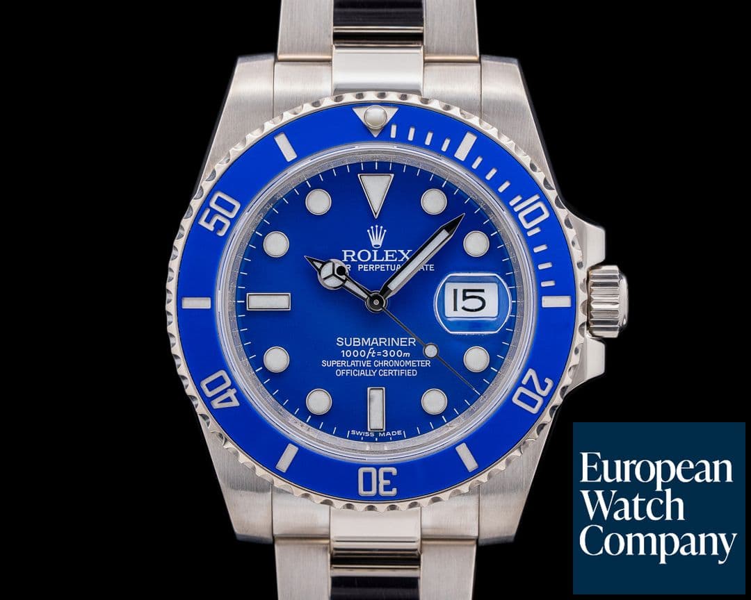 Image of Rolex Submariner SMURF Date 116619LB 18K White Gold Blue Dial 