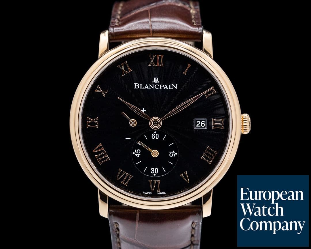 Image of Blancpain Villeret Ultra-Slim 18k RG Guilloche Black Dial