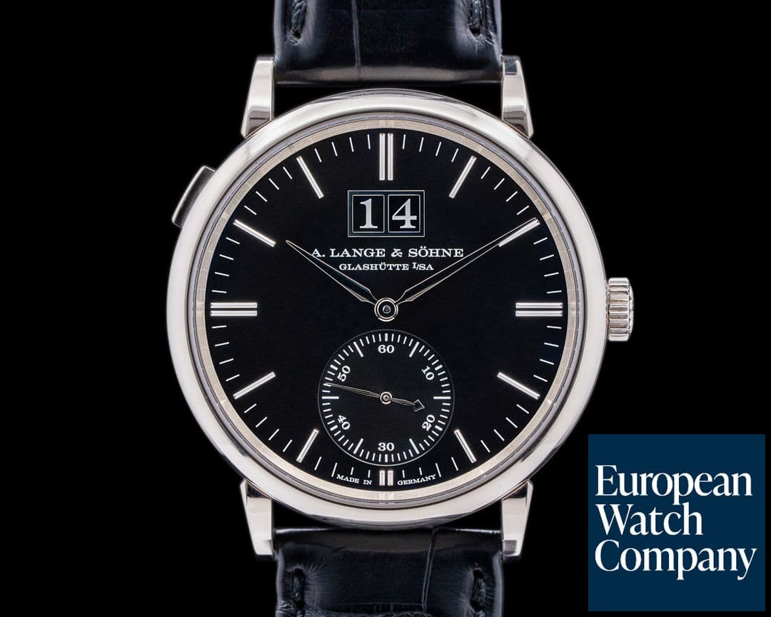 Image of A. Lange and Sohne Saxonia 381.029 Outsize Date 18K White Gold / Black Dial