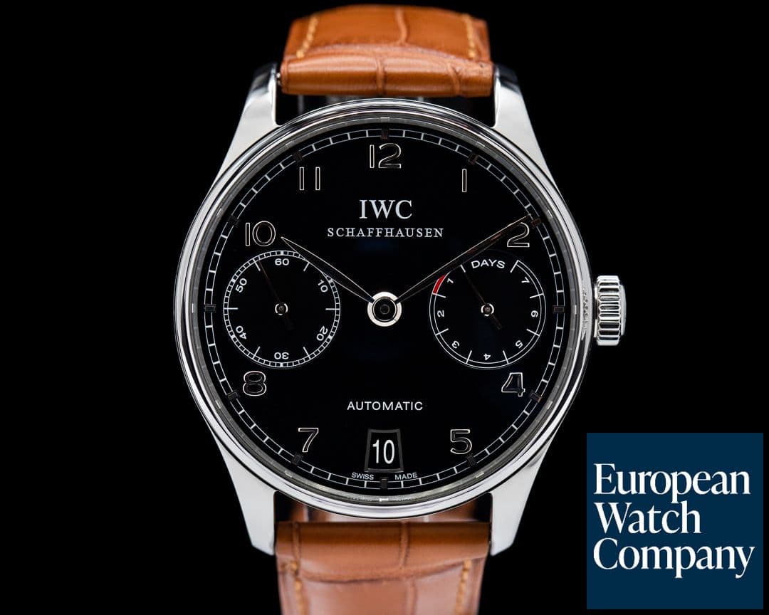 Image of IWC Portuguese 7 Day Automatic SS Black Dial