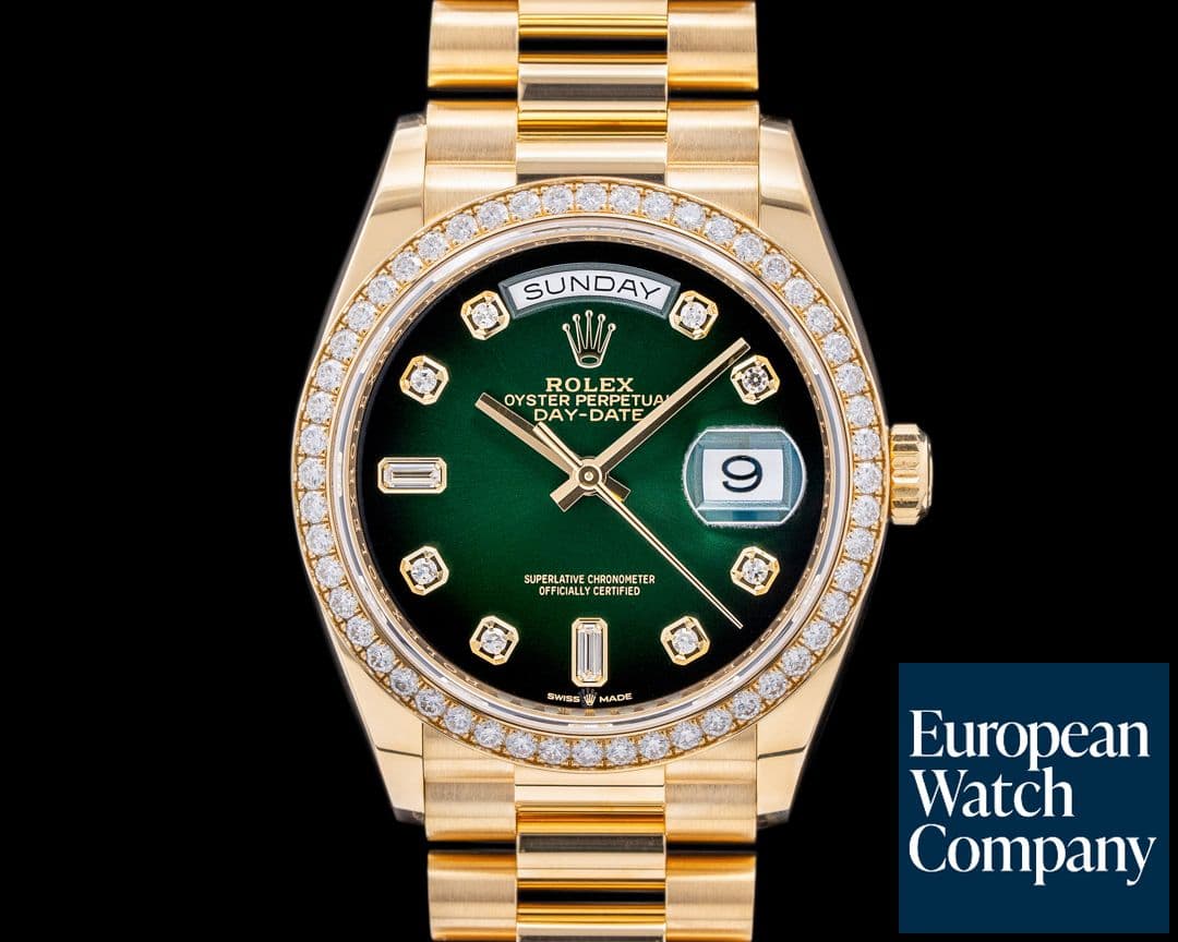 Image of Rolex Day Date President 128348RBR 18K YG / Green Dial 2023