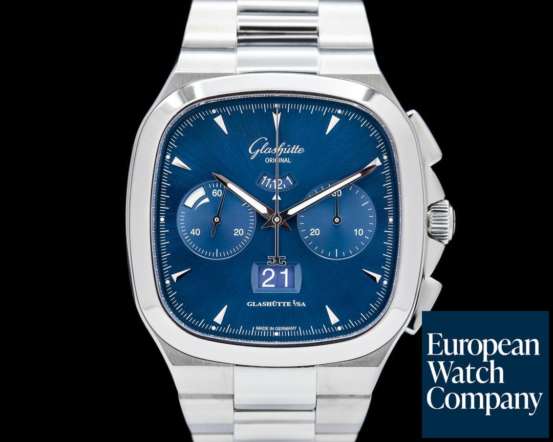 Image of Glashutte Original Senator Seventies Panorama Chronograph Blue Dial / Bracelet