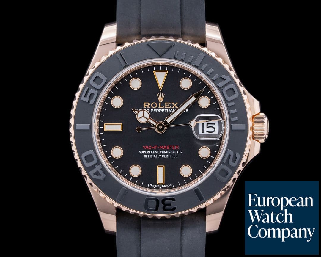 Image of Rolex Yacht Master 18K Rose Gold / Rubber MIDSIZE 37MM