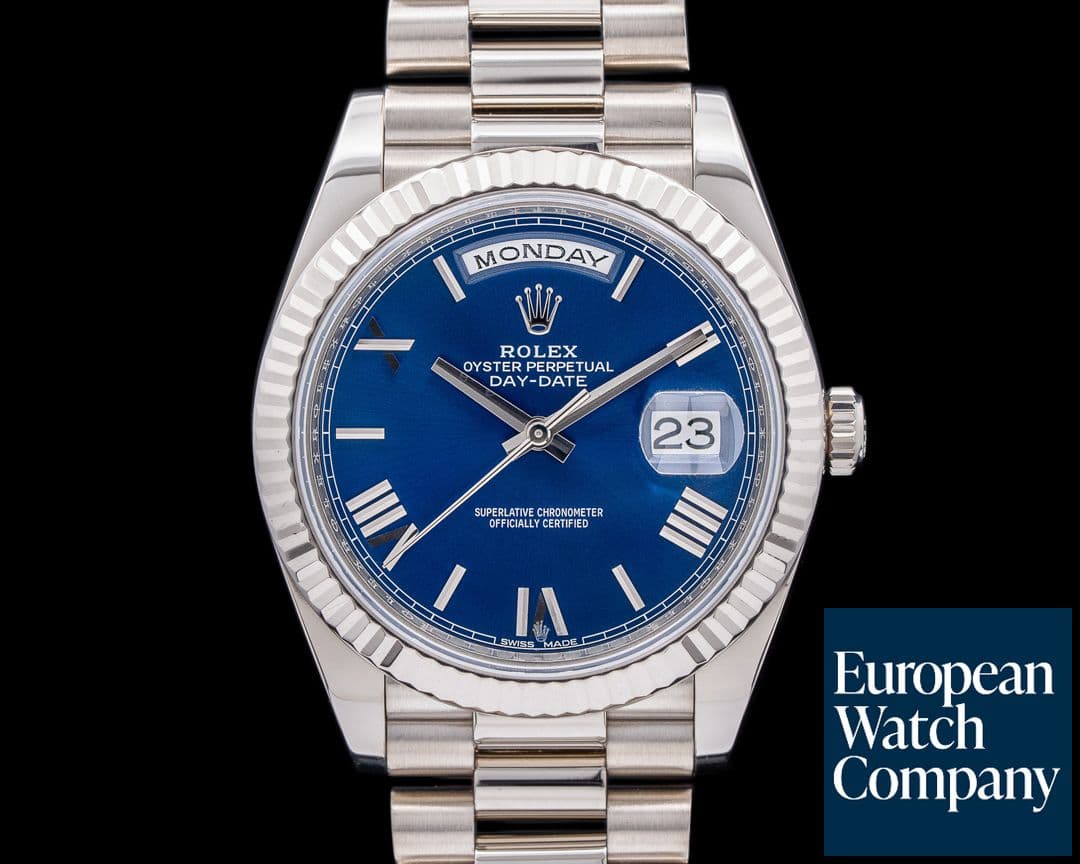 Image of Rolex Day Date 228239 President 18K White Gold Blue Dial 40MM