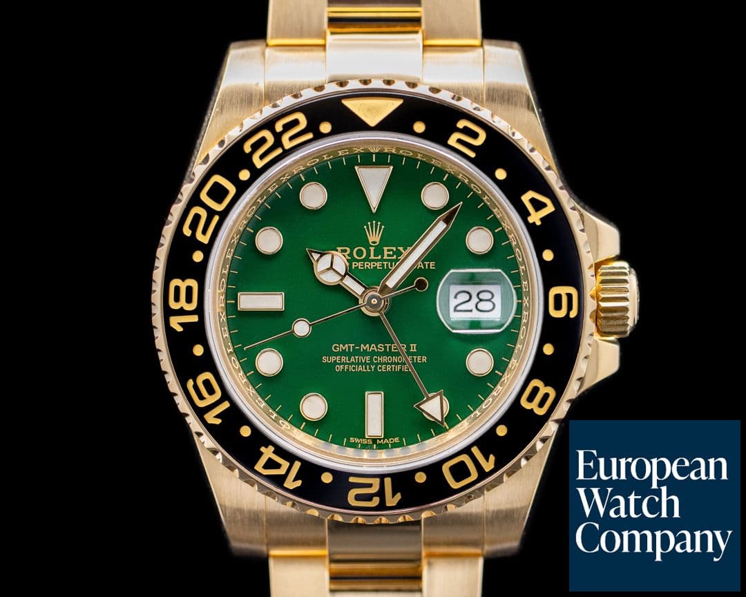 Image of Rolex GMT Master II 116718 Green Dial 18K Yellow Gold 