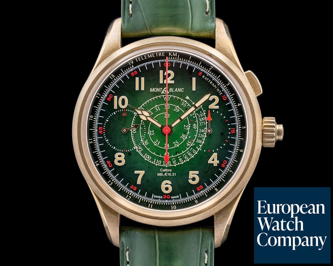 Image of Montblanc 1858 Monopusher Split Second Chronograph Bronze JADE DIAL