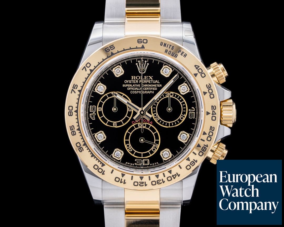 Image of Rolex Daytona Black Dial Diamonds 18K / SS