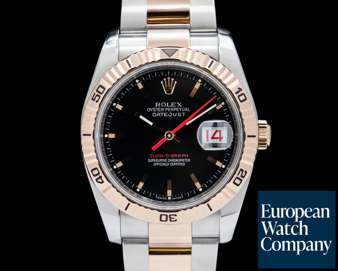 Image of Rolex Datejust Turn-O-Graph Black Dial SS / RG 