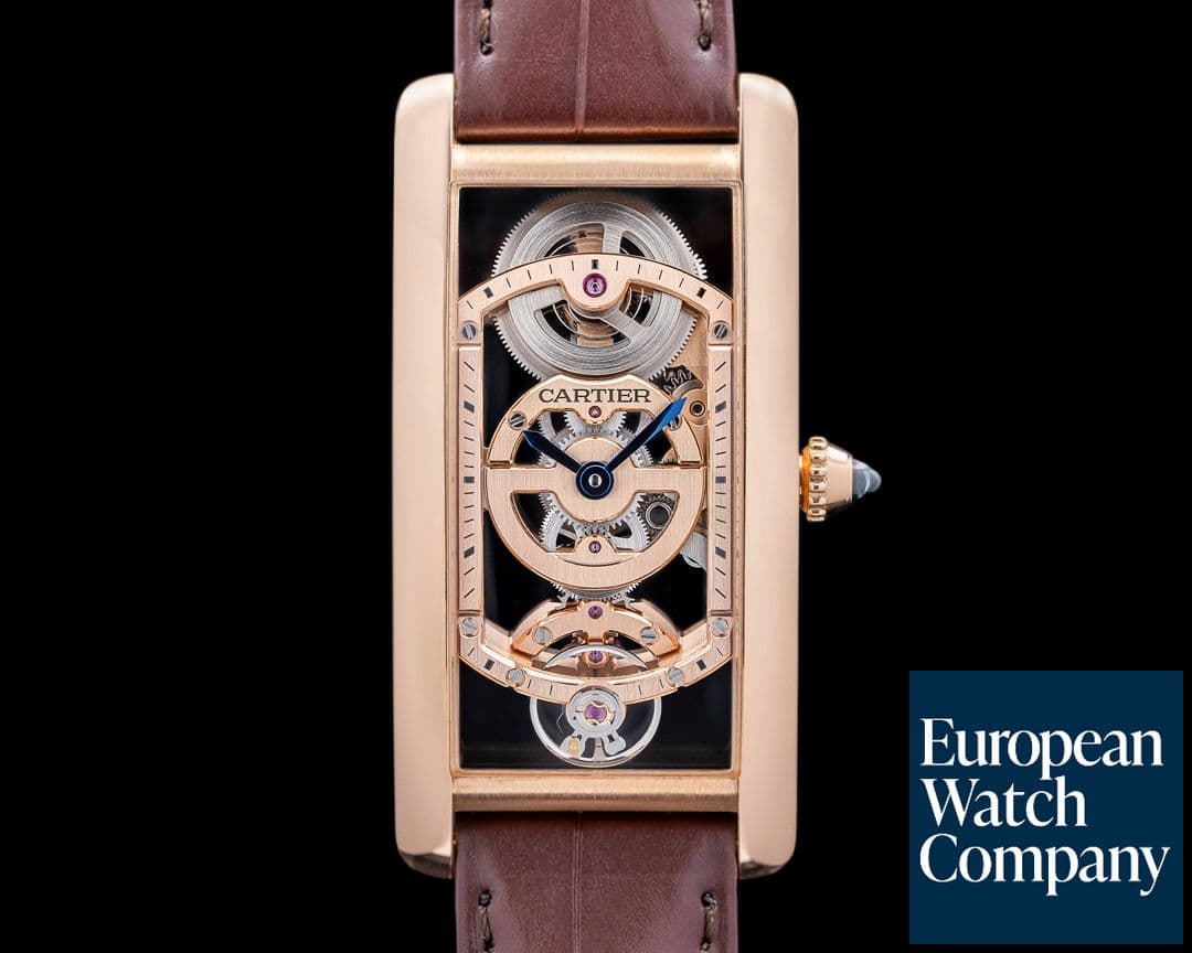 Image of Cartier Tank Cintree WHTA0008 Skeleton 18k Rose Gold LIMITED RARE