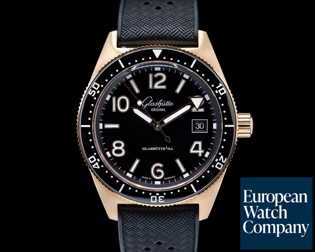 Image of Glashutte Original SeaQ Black Dial 18k Rose Gold
