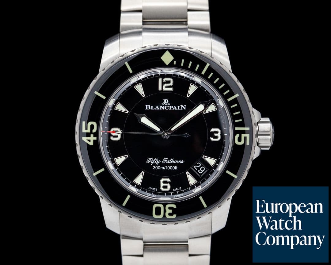 Image of Blancpain Fifty Fathoms / Black Dial Titanium Bracelet