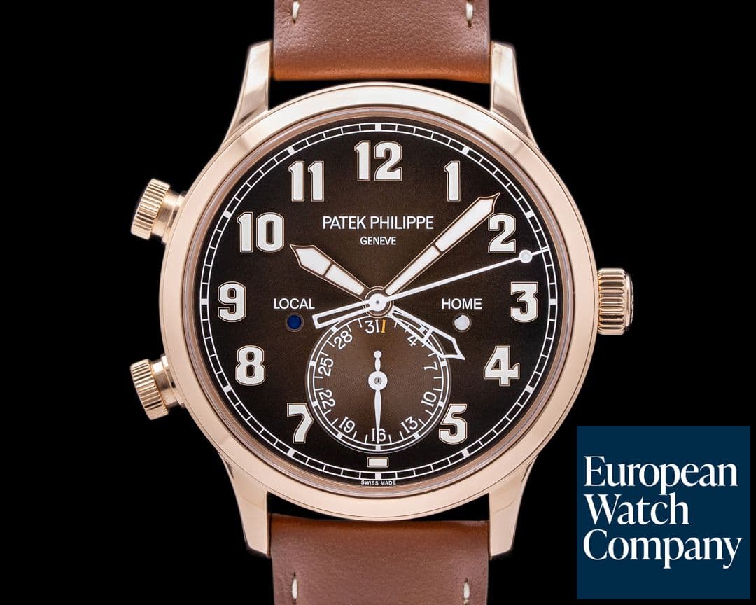 Image of Patek Philippe Calatrava 5524R Pilot Travel Time 18k Rose Gold