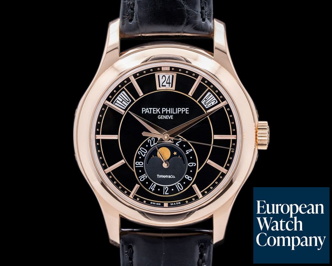 Image of Patek Philippe Annual Calendar 5205R TIFFANY & CO Black Dial 18K Rose Gold 