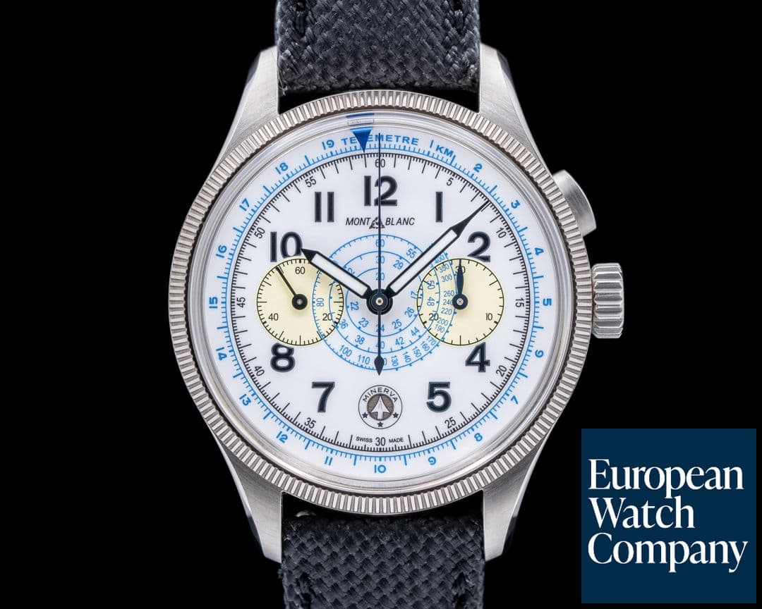 Image of Montblanc 1858 Minerva Monopusher Chronograph "Blue Arrow" LE