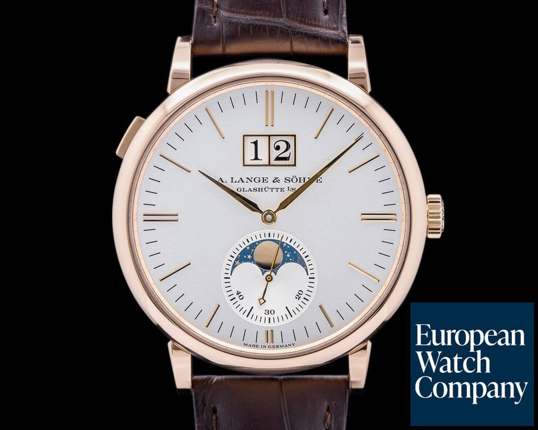 Image of A. Lange and Sohne Saxonia 384.032 Moon Phase Automatik 18K Rose Gold Silver Dial