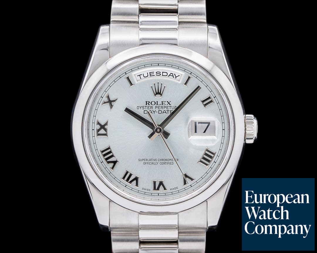 Image of Rolex President 118206 Platinum Glacier Roman Dial