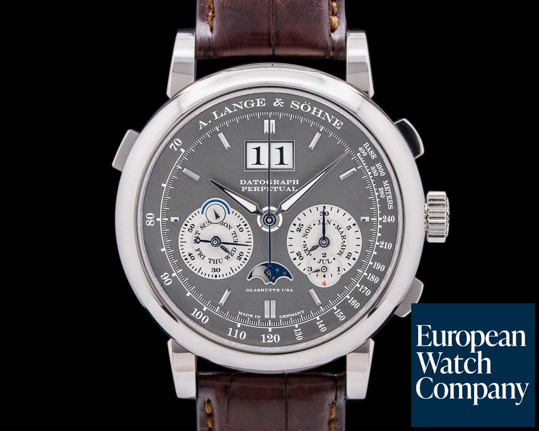 Image of A. Lange and Sohne Datograph Perpetual 410.038 Calendar Chronograph White Gold RARE 