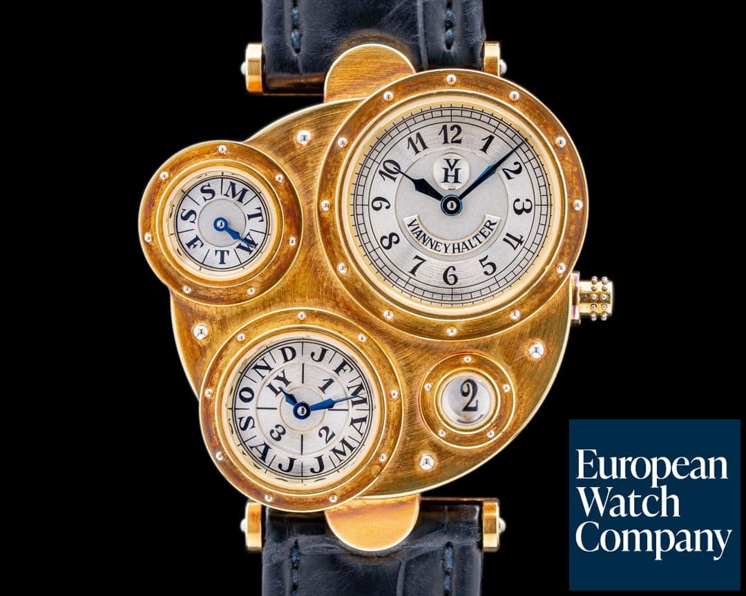 Image of Vianney Halter Antiqua Perpetual Calendar 18k Yellow God / Silver Dial RARE