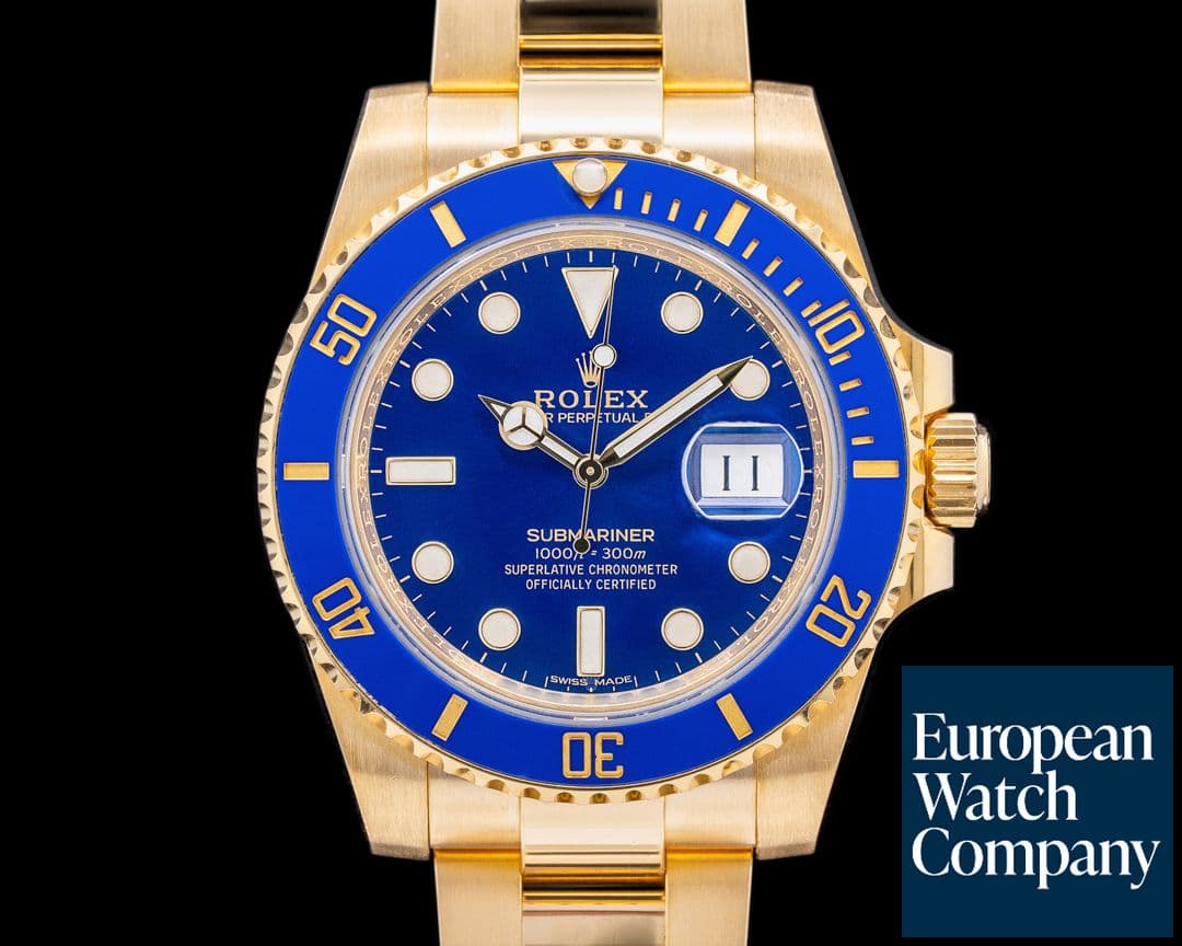 Image of Rolex Submariner 116618 18K Yellow Gold Blue Dial 