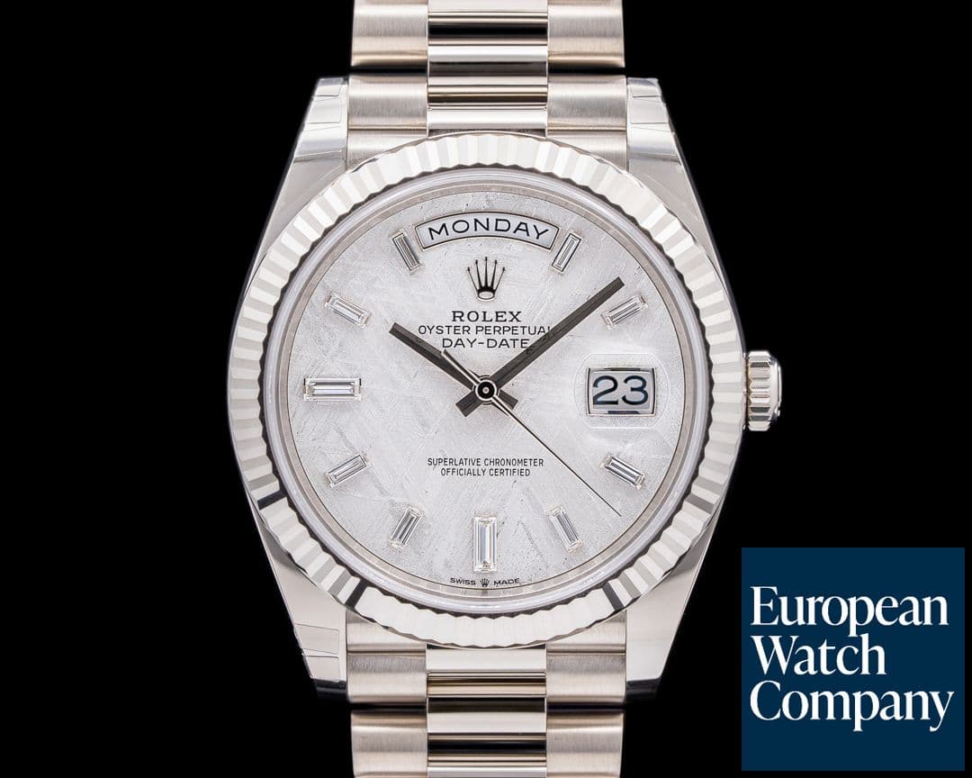 Image of Rolex Day Date 228239 President 18K White Gold Meteorite Baguette Dial UNWORN 