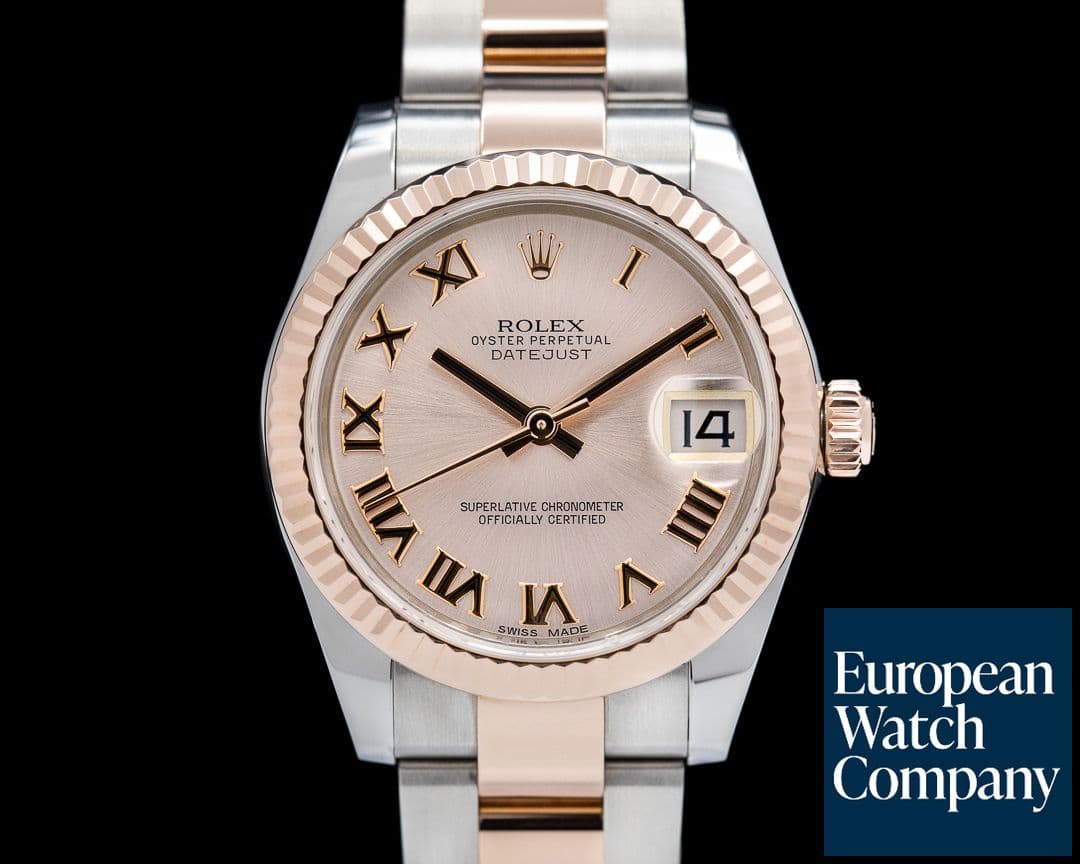 Image of Rolex Datejust 31 18K Rose Gold and Stainless Steel Pink Roman Dial
