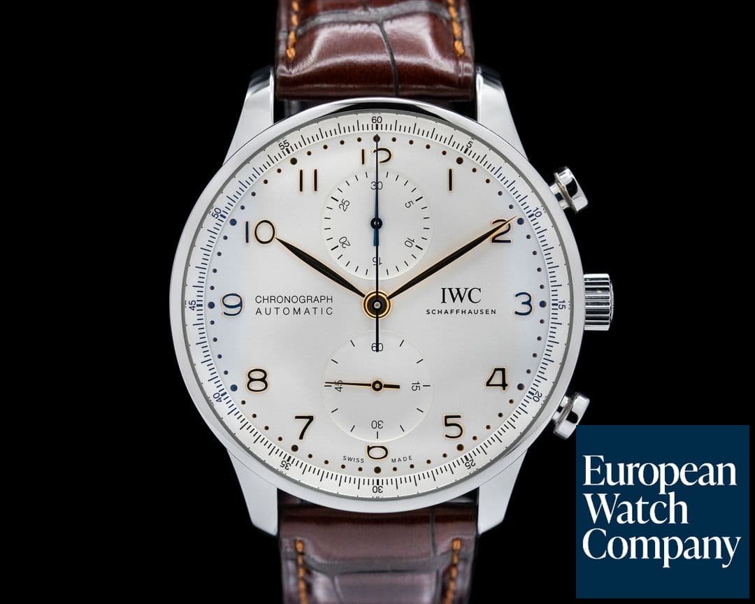 Image of IWC Portuguese Chronograph SS Silver Dial/Yellow Gold Numerals 