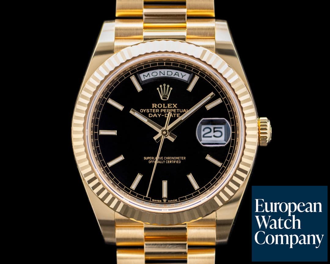 Image of Rolex Day Date Presidential Black Motif Dial / Yellow Gold 40MM UNWORN
