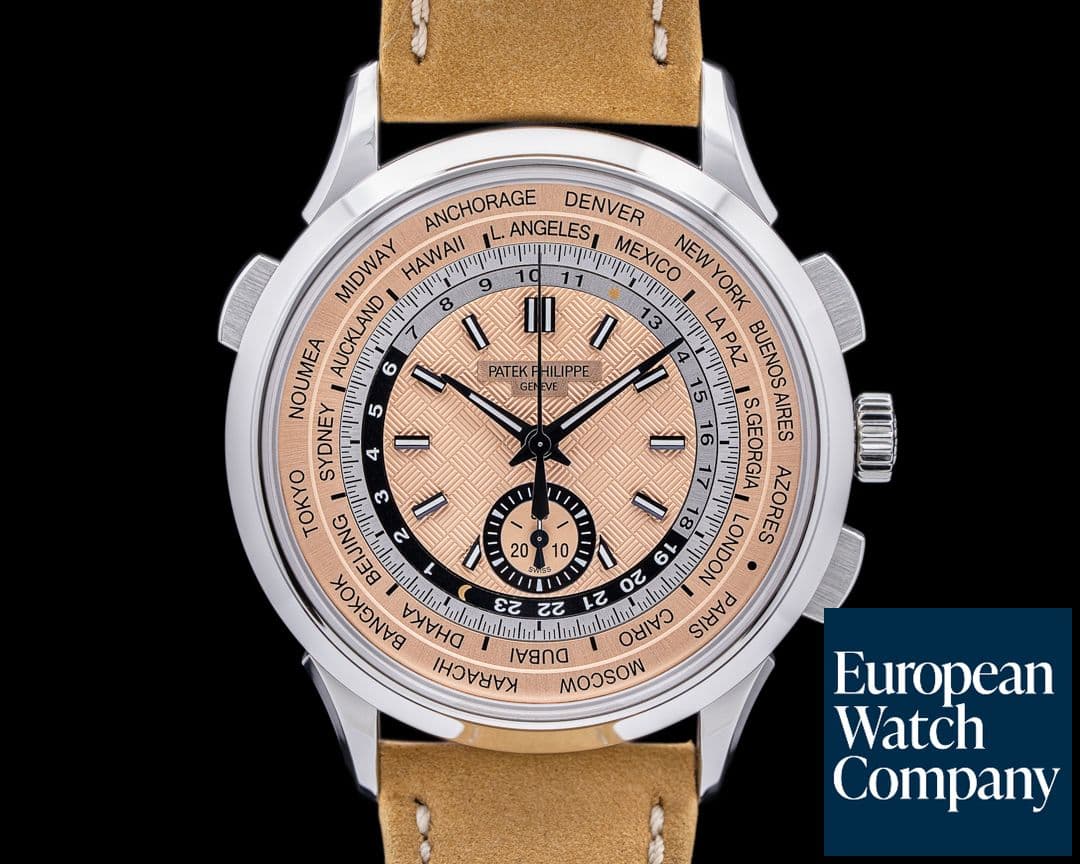 Image of Patek Philippe World Time 5935A Chronograph SS Salmon Dial UNWORN