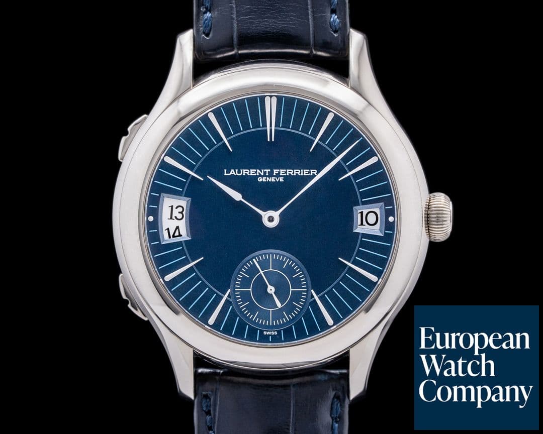 Image of Laurent Ferrier Galet Traveller Micro White Gold Blue Dial