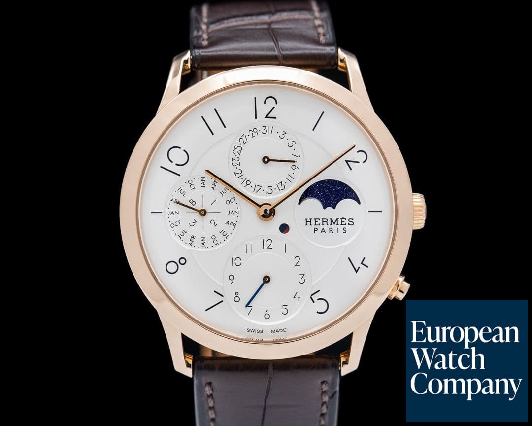 Image of Hermes Slim d'Hermes Quantieme Perpetuel 18k RG Silver Dial