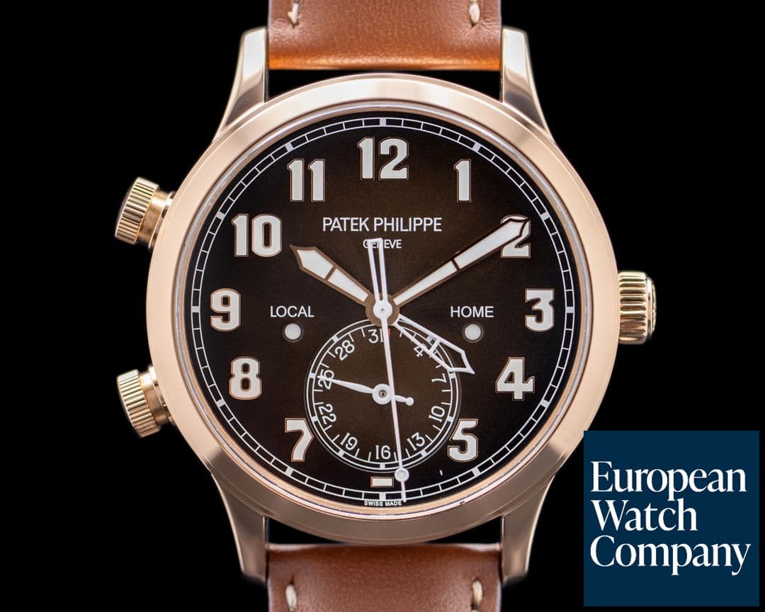 Image of Patek Philippe Calatrava 5524R Pilot Travel Time 18k Rose Gold