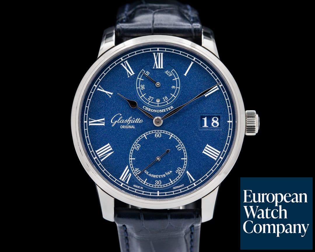 Image of Glashutte Original Senator Chronometer 18K White Gold Blue Dial