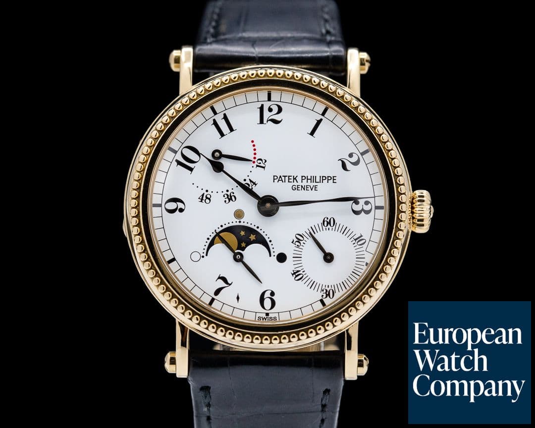 Image of Patek Philippe Moonphase 5015J Power Reserve 18k Yellow Gold Hobnail Bezel 