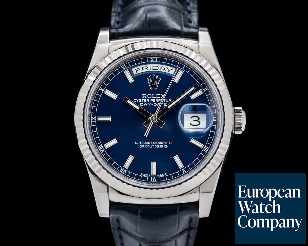 Image of Rolex Day Date President Blue Stick Dial 18K White Gold 