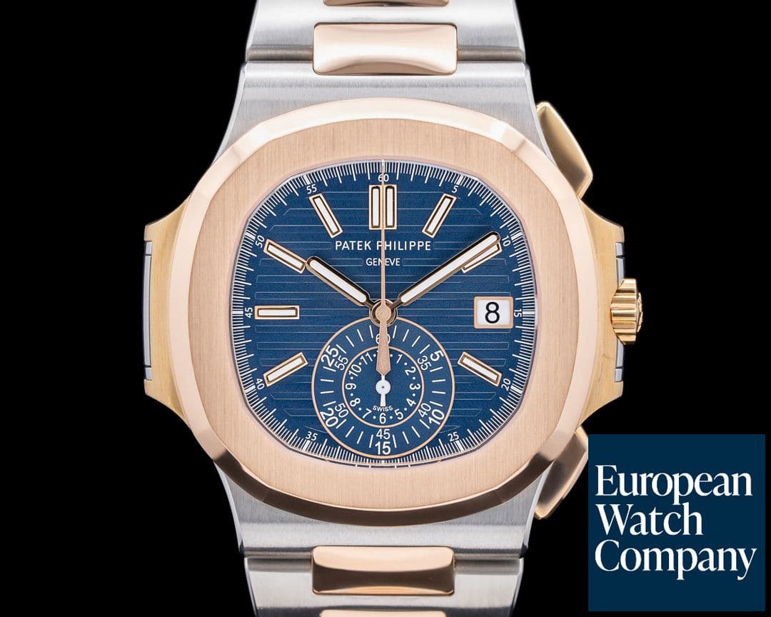 Image of Patek Philippe Nautilus 5980/1AR Chronograph Blue Dial 18K Rose Steel 