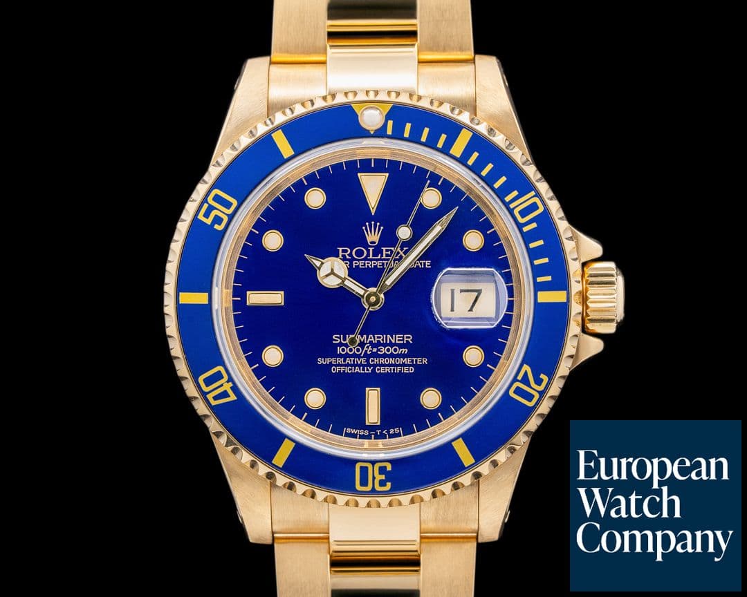 Image of Rolex 16618 Submariner Blue Dial 18K Yellow Gold NICE