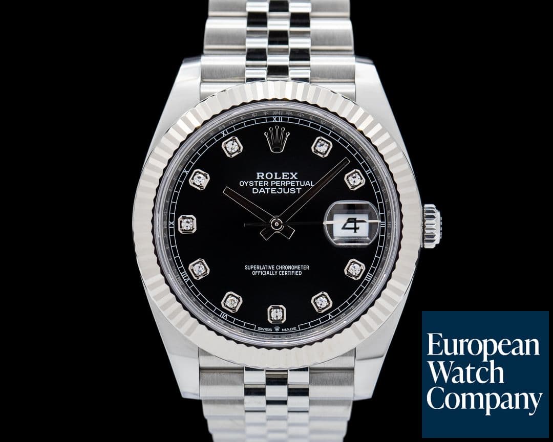 Image of Rolex Datejust 41 Black Dial Jubilee Bracelet DIAMONDS