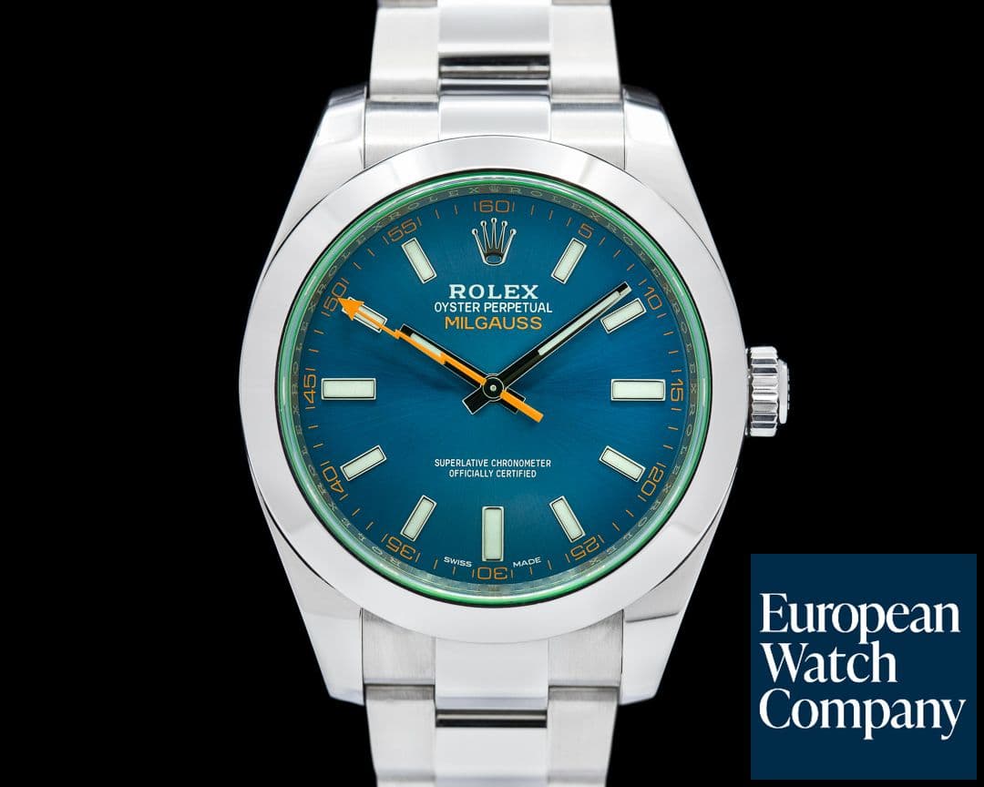 Image of Rolex Milgauss Blue Dial Green Crystal